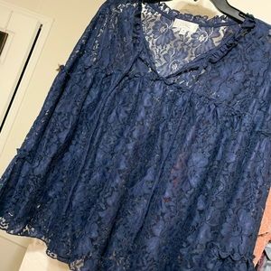 Navy Blue Medium Lace Shirt